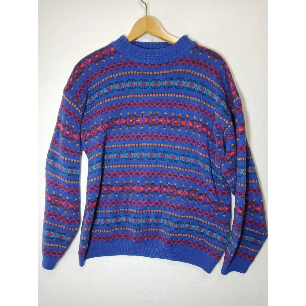 Vintage Eddie Bauer Pullover Sweater Holiday festive Thick Knit men's medium
